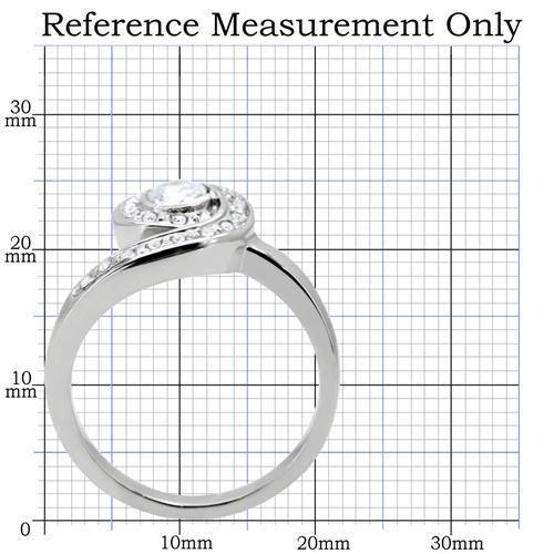 MATK195 - High polished (no plating) Stainless Steel Ring with AAA Grade CZ  in Clear