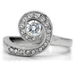 MATK195 - High polished (no plating) Stainless Steel Ring with AAA Grade CZ  in Clear