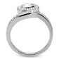 MATK195 - High polished (no plating) Stainless Steel Ring with AAA Grade CZ  in Clear