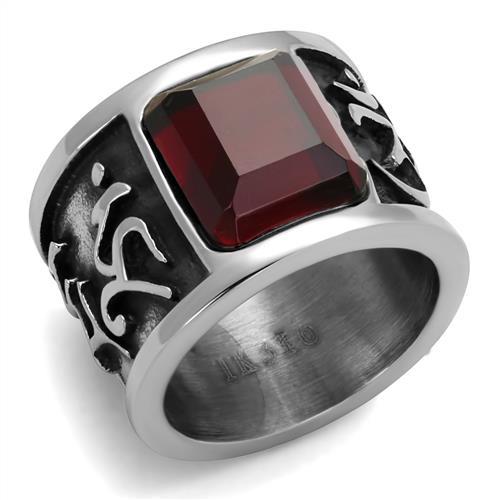 MATK1964 - High polished (no plating) Stainless Steel Ring with Synthetic Synthetic Glass in Siam