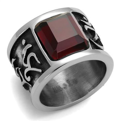 MATK1964 - High polished (no plating) Stainless Steel Ring with Synthetic Synthetic Glass in Siam
