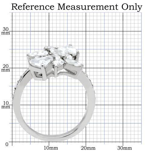 MATK196 - High polished (no plating) Stainless Steel Ring with AAA Grade CZ  in Clear