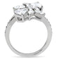 MATK196 - High polished (no plating) Stainless Steel Ring with AAA Grade CZ  in Clear