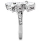MATK196 - High polished (no plating) Stainless Steel Ring with AAA Grade CZ  in Clear