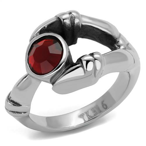 MATK1970 - High polished (no plating) Stainless Steel Ring with Top Grade Crystal  in Siam