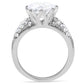 MATK197 - High polished (no plating) Stainless Steel Ring with AAA Grade CZ  in Clear