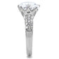 MATK197 - High polished (no plating) Stainless Steel Ring with AAA Grade CZ  in Clear