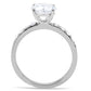 MATK198 - High polished (no plating) Stainless Steel Ring with AAA Grade CZ  in Clear