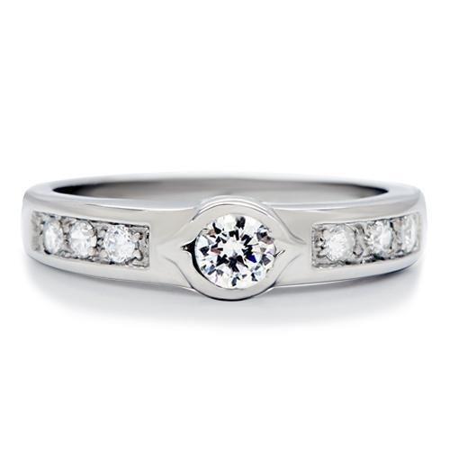 MATK200 - High polished (no plating) Stainless Steel Ring with AAA Grade CZ  in Clear