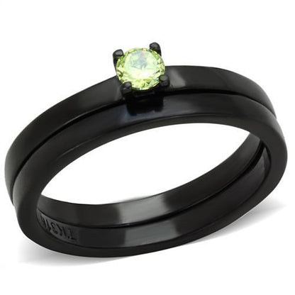 MATK2015 - IP Black(Ion Plating) Stainless Steel Ring with AAA Grade CZ  in Apple Green color