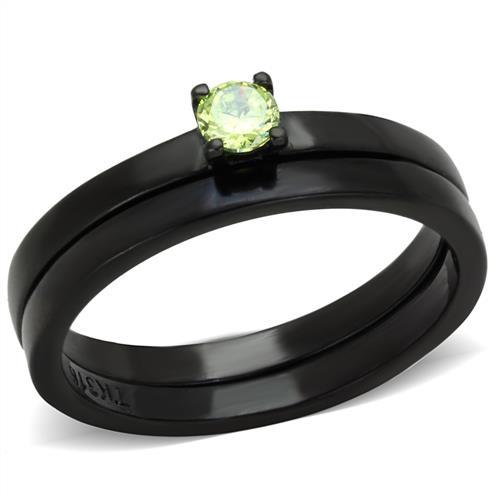 MATK2015 - IP Black(Ion Plating) Stainless Steel Ring with AAA Grade CZ  in Apple Green color
