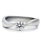 MATK201 - High polished (no plating) Stainless Steel Ring with AAA Grade CZ  in Clear