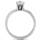 MATK202 - High polished (no plating) Stainless Steel Ring with AAA Grade CZ  in Clear