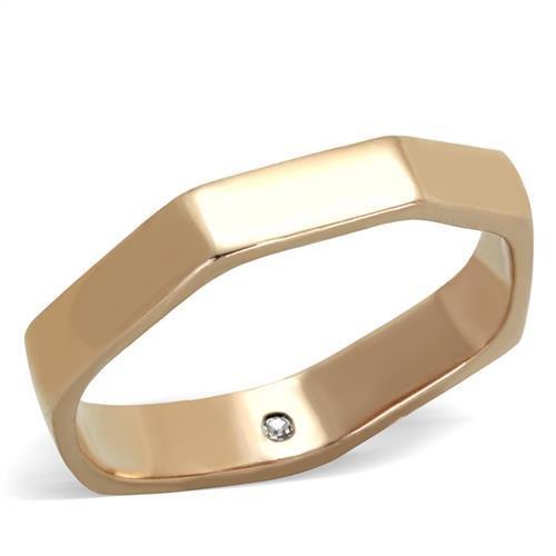 MATK2030 - IP Rose Gold(Ion Plating) Stainless Steel Ring with Top Grade Crystal  in Clear