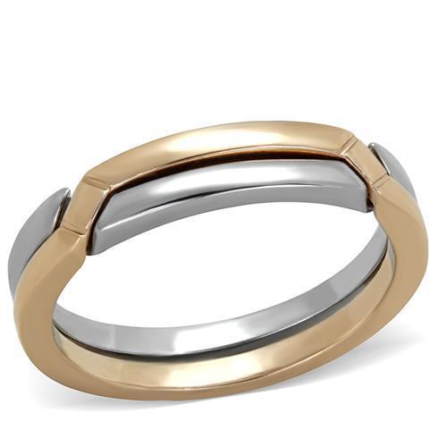 MATK2031 - Two-Tone IP Rose Gold Stainless Steel Ring with No Stone