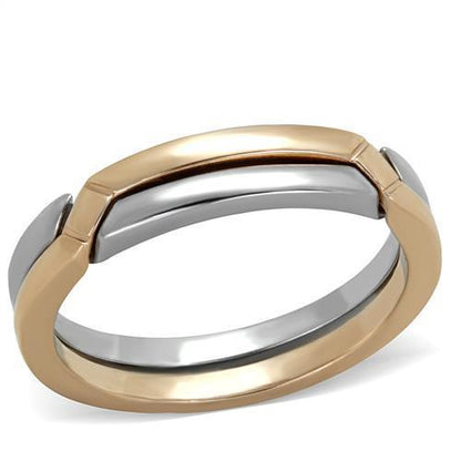 MATK2031 - Two-Tone IP Rose Gold Stainless Steel Ring with No Stone