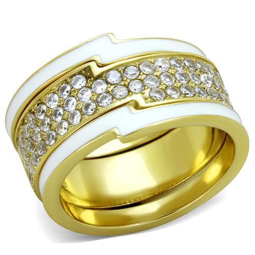 MATK2035 - IP Gold(Ion Plating) Stainless Steel Ring with AAA Grade CZ  in Clear