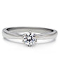 MATK203 - High polished (no plating) Stainless Steel Ring with AAA Grade CZ  in Clear