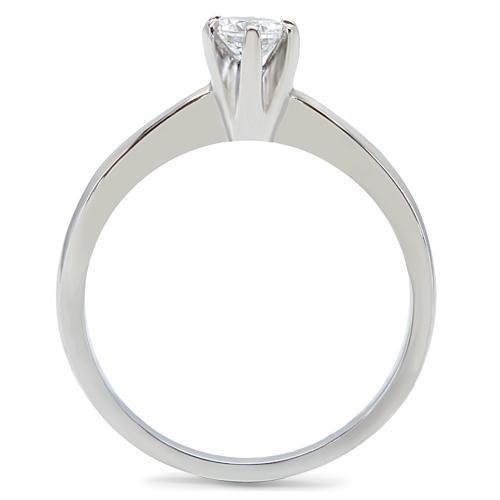 MATK203 - High polished (no plating) Stainless Steel Ring with AAA Grade CZ  in Clear