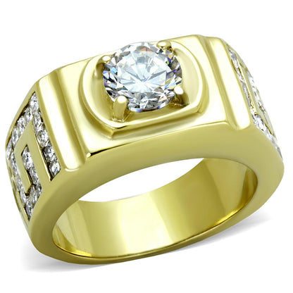 MATK2045 - IP Gold(Ion Plating) Stainless Steel Ring with AAA Grade CZ  in Clear