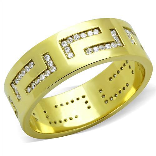 MATK2051 - IP Gold(Ion Plating) Stainless Steel Ring with AAA Grade CZ  in Clear