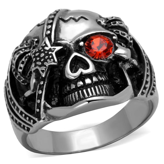 MATK2061 - High polished (no plating) Stainless Steel Ring with Top Grade Crystal  in Orange