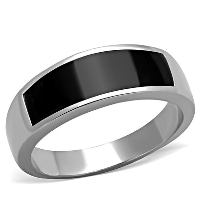 MATK2062 - High polished (no plating) Stainless Steel Ring with Epoxy  in Jet