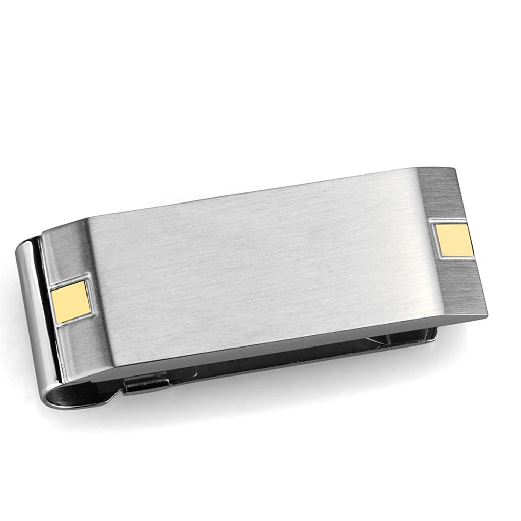 MATK2069 - Two-Tone IP Gold (Ion Plating) Stainless Steel Money clip with No Stone