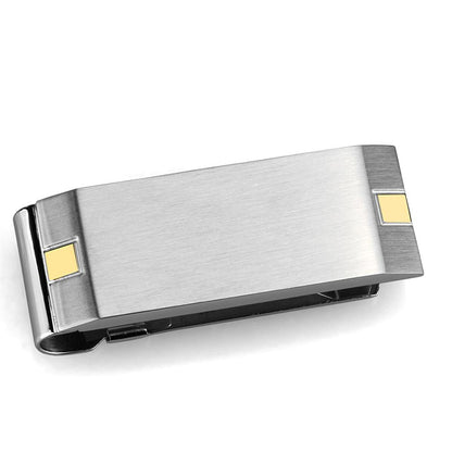 MATK2069 - Two-Tone IP Gold (Ion Plating) Stainless Steel Money clip with No Stone