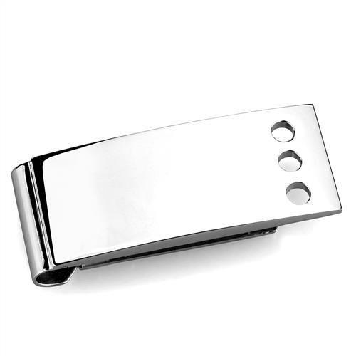 MATK2072 - High polished (no plating) Stainless Steel Money clip with No Stone