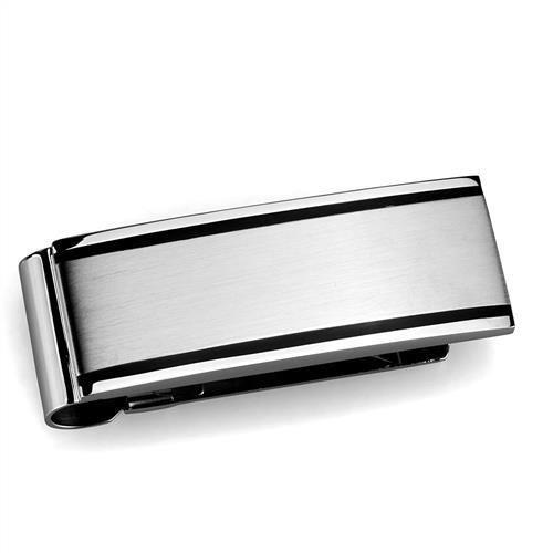 MATK2073 - High polished (no plating) Stainless Steel Money clip with No Stone