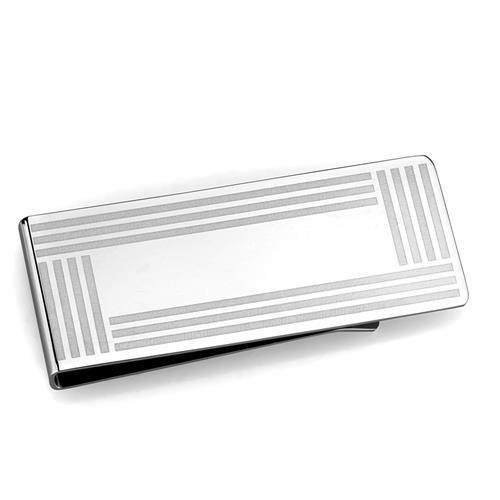 MATK2078 - High polished (no plating) Stainless Steel Money clip with No Stone