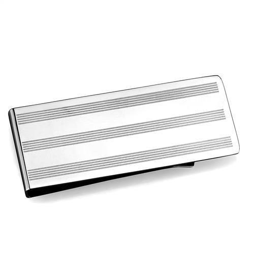 MATK2081 - High polished (no plating) Stainless Steel Money clip with No Stone