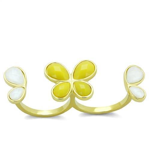 MATK2101 - IP Gold(Ion Plating) Stainless Steel Ring with Synthetic Synthetic Stone in Citrine Yellow