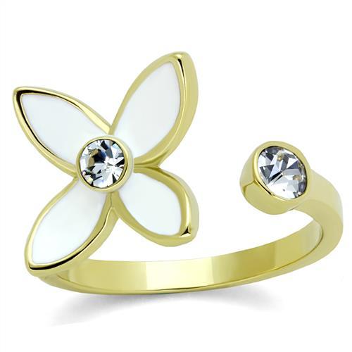 MATK2126 - IP Gold(Ion Plating) Stainless Steel Ring with Top Grade Crystal  in Clear