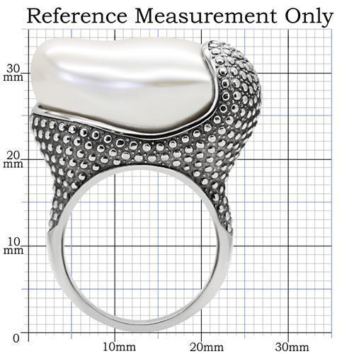 MATK212 - High polished (no plating) Stainless Steel Ring with Synthetic Synthetic Stone in White