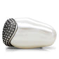 MATK212 - High polished (no plating) Stainless Steel Ring with Synthetic Synthetic Stone in White