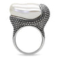 MATK212 - High polished (no plating) Stainless Steel Ring with Synthetic Synthetic Stone in White