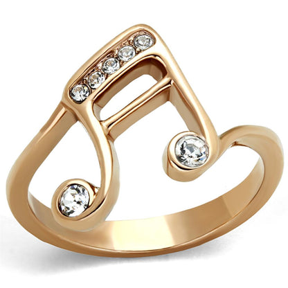 MATK2130 - IP Rose Gold(Ion Plating) Stainless Steel Ring with Top Grade Crystal  in Clear