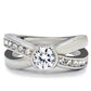 MATK214 - High polished (no plating) Stainless Steel Ring with AAA Grade CZ  in Clear