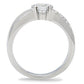 MATK214 - High polished (no plating) Stainless Steel Ring with AAA Grade CZ  in Clear