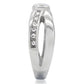 MATK214 - High polished (no plating) Stainless Steel Ring with AAA Grade CZ  in Clear