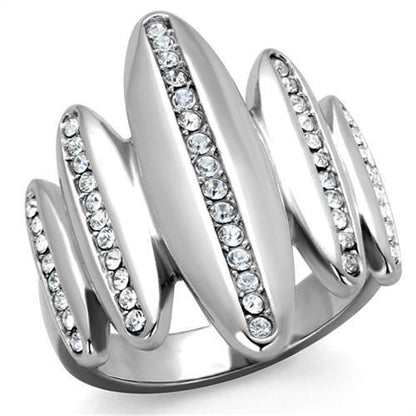 MATK2156 - High polished (no plating) Stainless Steel Ring with Top Grade Crystal  in Clear