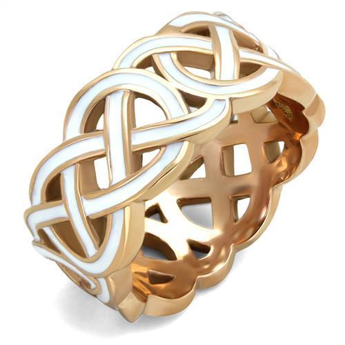 MATK2159 - IP Rose Gold(Ion Plating) Stainless Steel Ring with Epoxy  in White