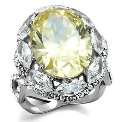 MATK2162 - High polished (no plating) Stainless Steel Ring with AAA Grade CZ  in Citrine Yellow