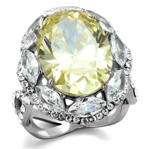 MATK2162 - High polished (no plating) Stainless Steel Ring with AAA Grade CZ  in Citrine Yellow