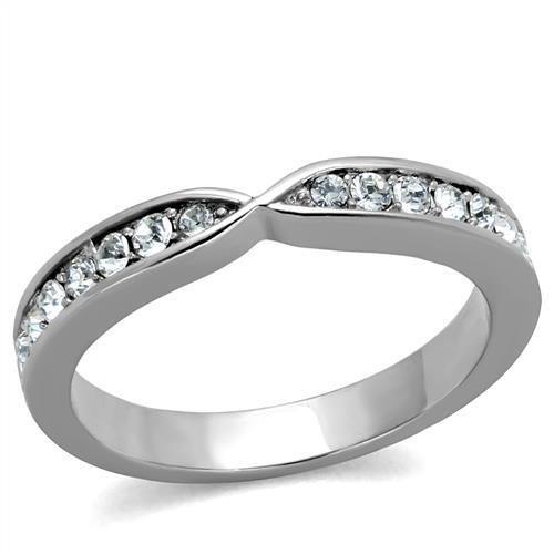MATK2163 - High polished (no plating) Stainless Steel Ring with Top Grade Crystal  in Clear