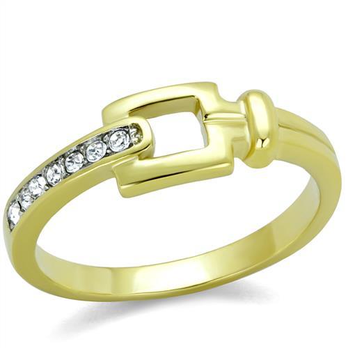 MATK2164 - Two-Tone IP Gold (Ion Plating) Stainless Steel Ring with Top Grade Crystal  in Clear