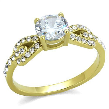 MATK2168 - IP Gold(Ion Plating) Stainless Steel Ring with AAA Grade CZ  in Clear