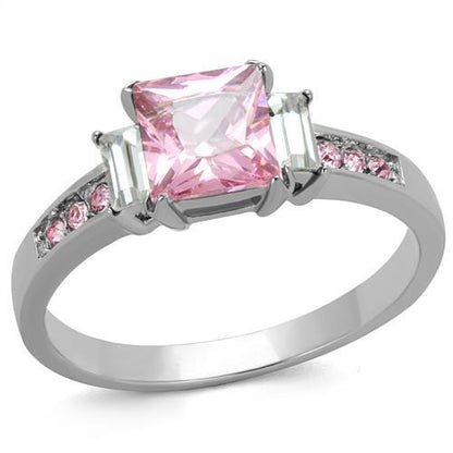 MATK2169 - High polished (no plating) Stainless Steel Ring with AAA Grade CZ  in Rose